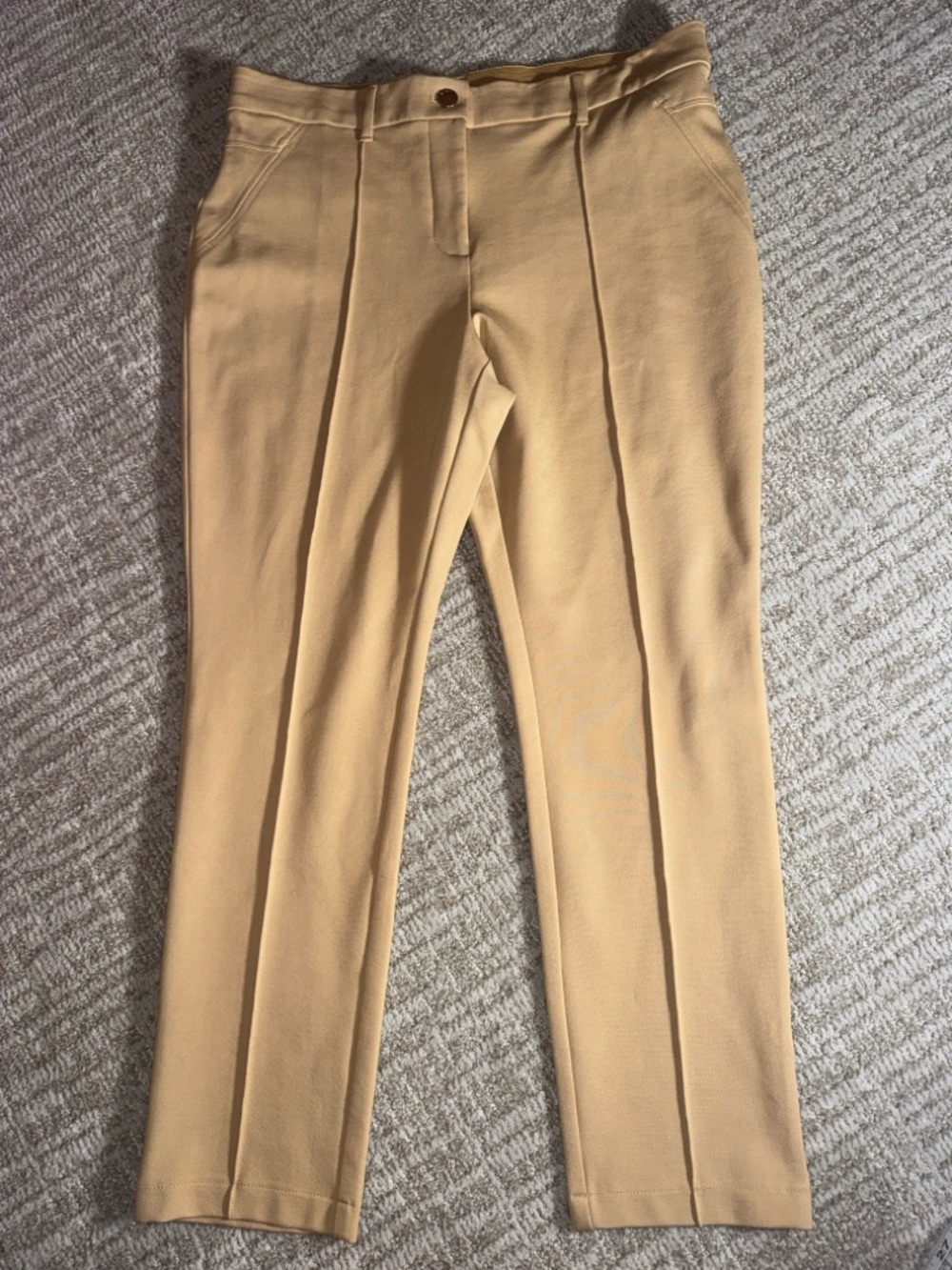 Chico’s So Slimming large 12 petite 2 khaki stretch pants work business camel
